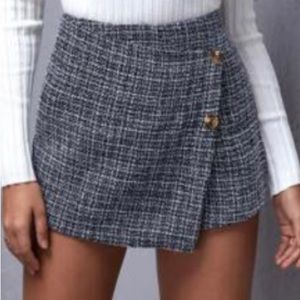 SHEIN Buttoned Wrap Tweed Skort XS